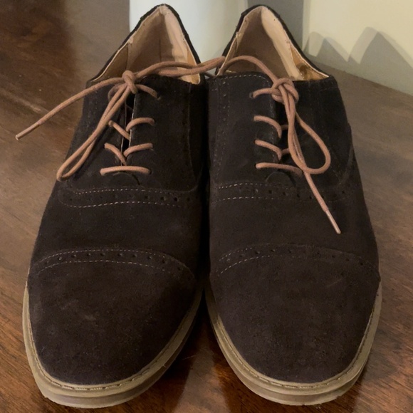 Calvin Klein suede leather brown oxford tie lace up shoes - Picture 3 of 8